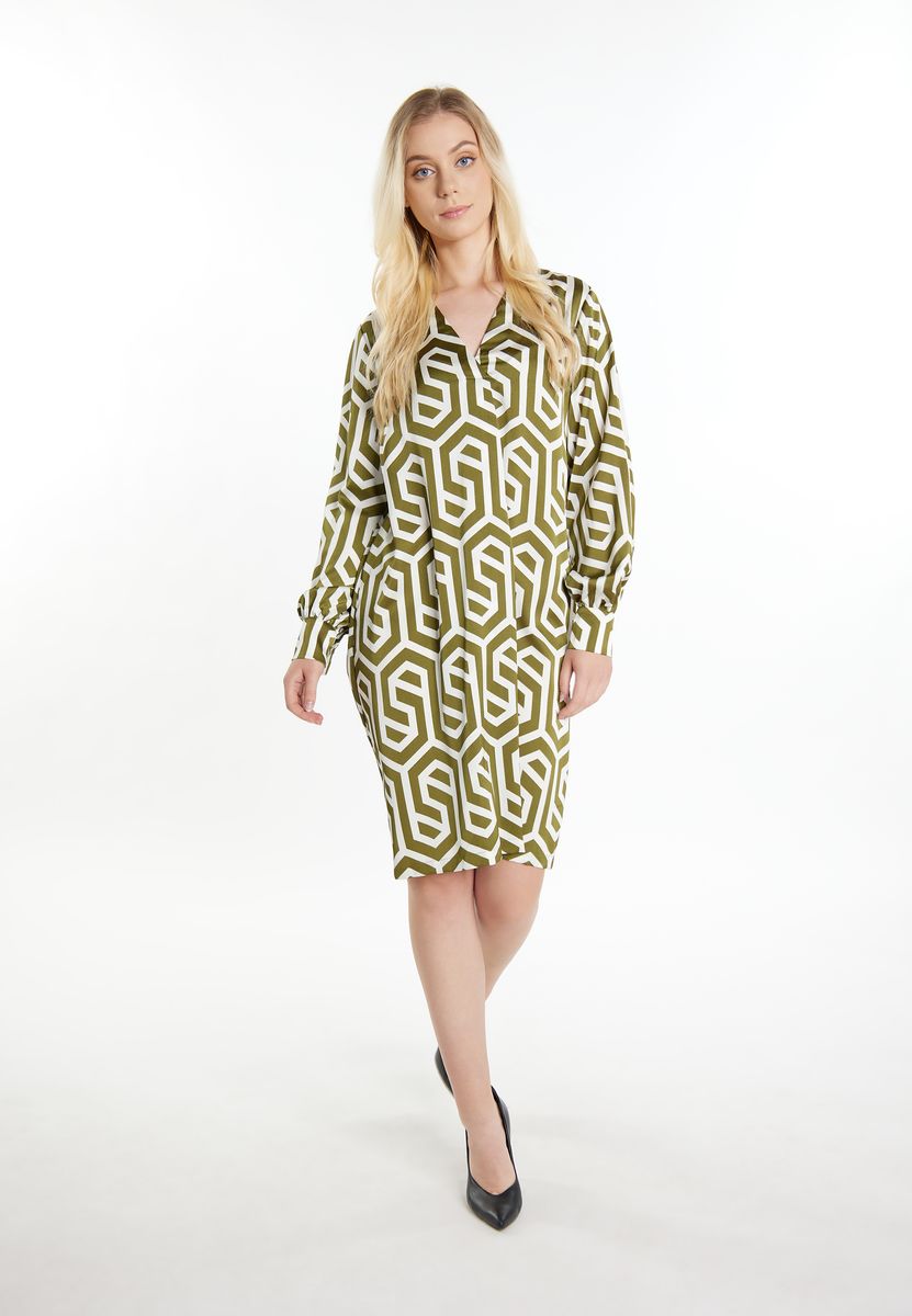 Entspanntes Midikleid mit geometrischem Druck