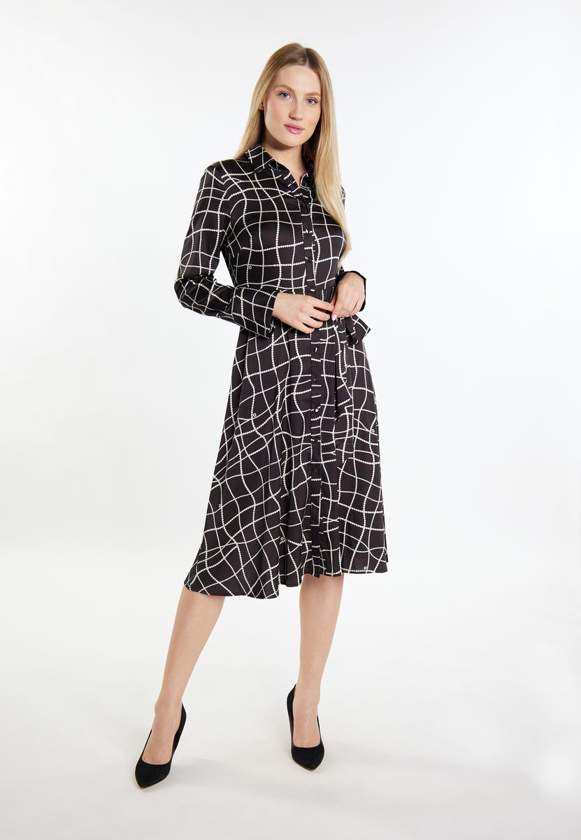 Elegantes Midikleid mit Perlenketten-Print