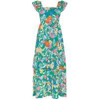 Florales Stufen-Maxikleid mit Flatterärmeln
