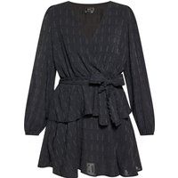 Dobby-Wickel-Minikleid mit Rüschen