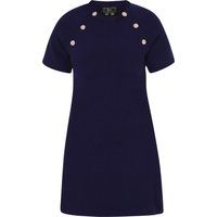 Kurzarm-Strickkleid mit Zierknöpfen
