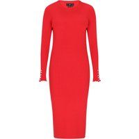Rippstrick-Midikleid mit Schmuckknopf-Details