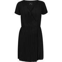 Kurzärmeliges Plissee-Mini-Wickelkleid