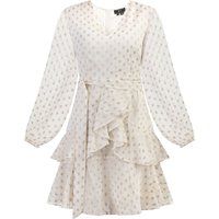 Kurzes Stufenkleid mit Goldpunkten
