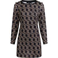 Langärmeliges Minikleid mit geometrischem Muster