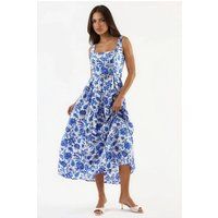 Florales Midikleid mit quadratischem Ausschnitt