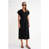 Leinen-Midikleid mit Gürtel