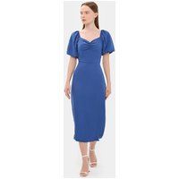 Midi-Kleid mit Herz-Ausschnitt und Puffärmeln