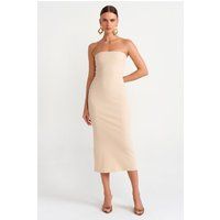 Minimalistisches Trägerloses Jersey-Midikleid