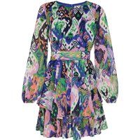 Gestuftes Minikleid mit Ikat-Muster