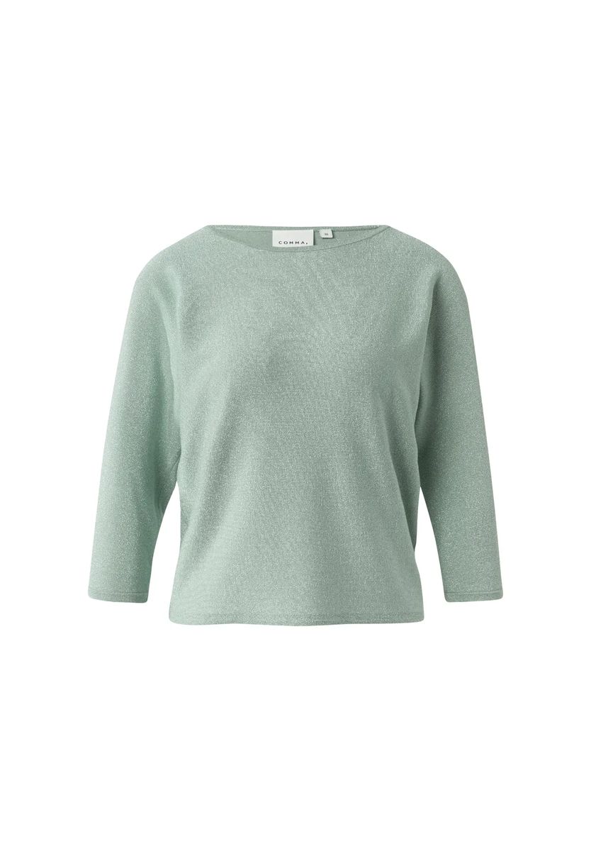 Schimmernder Strickpullover mit U-Boot-Ausschnitt