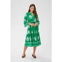 Gemustertes Stufen-Midikleid mit V-Ausschnitt