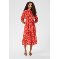 Geblümtes Midi-Hemdblusenkleid mit Gürtel