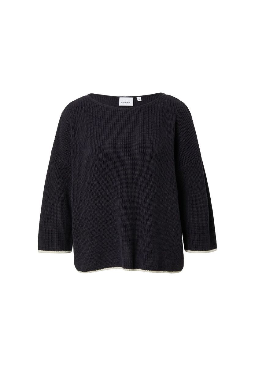 Boxiger Strickpullover mit Kontrastkante