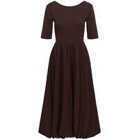 Midikleid mit Rippstrick-Oberteil und Ballonsaum