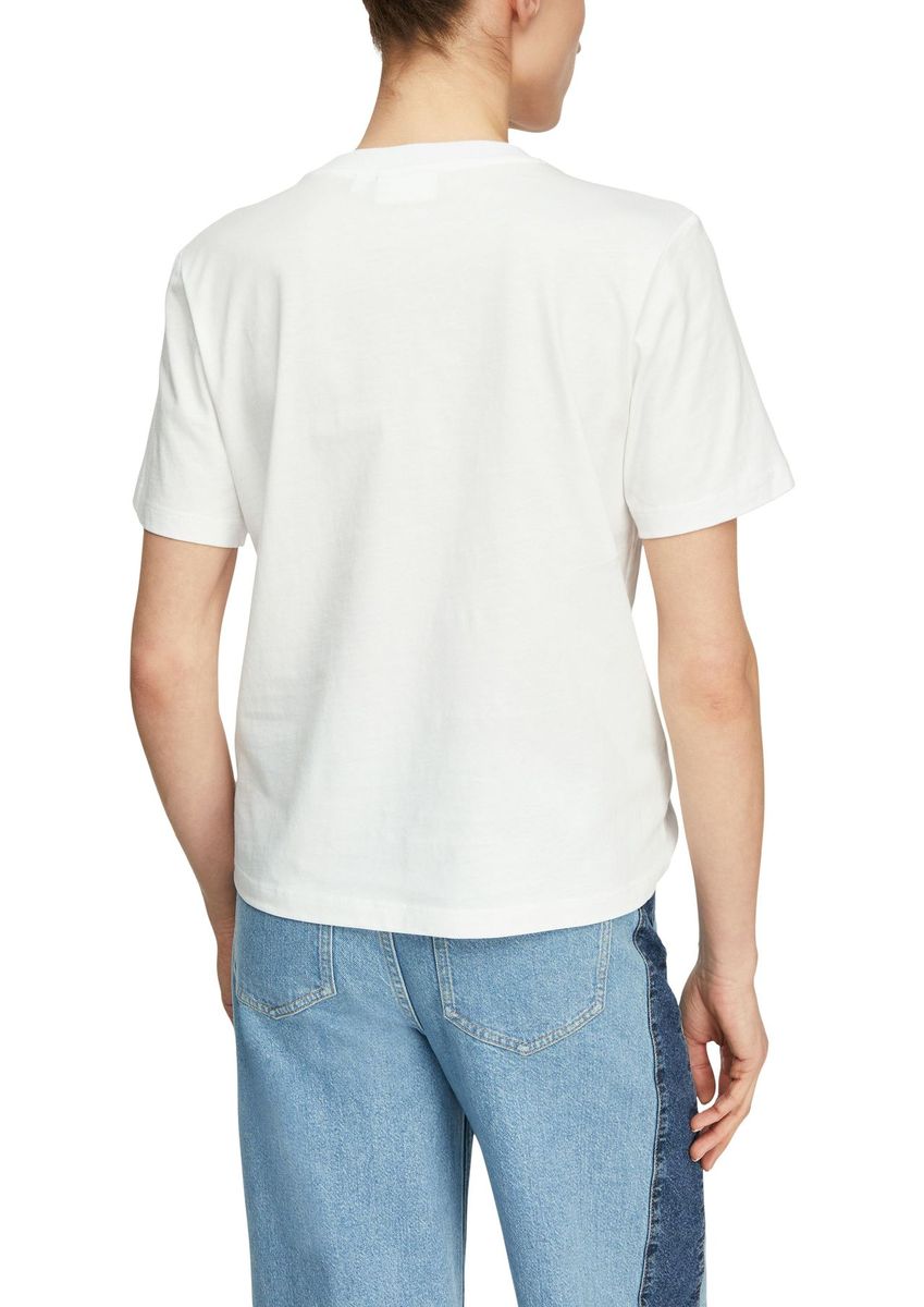 Baumwoll-T-Shirt mit Blumen-Applikation
