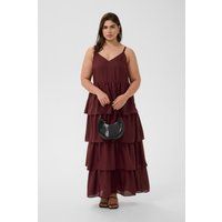Gestuftes V-Ausschnitt Cami-Maxikleid