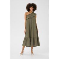 Einschultriges Midi-Kleid mit Rüschen