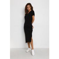 Midi-T-Shirt-Kleid mit V-Ausschnitt