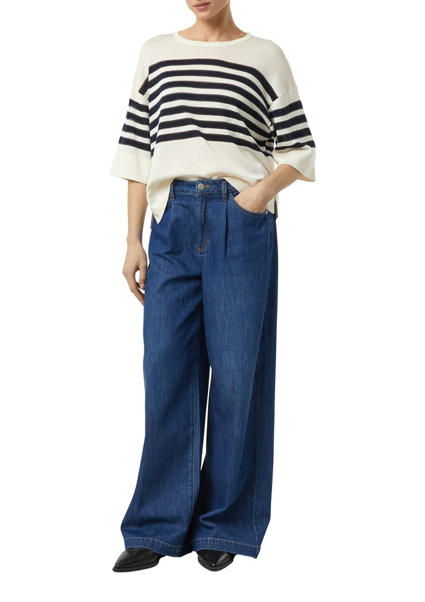 Gestreiftes Strickshirt mit Lurex