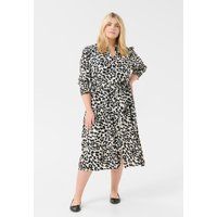 Midi-Hemdblusenkleid mit Leopardenmuster