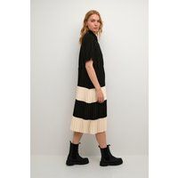 Gestreiftes Plissee-Midi-Hemdblusenkleid