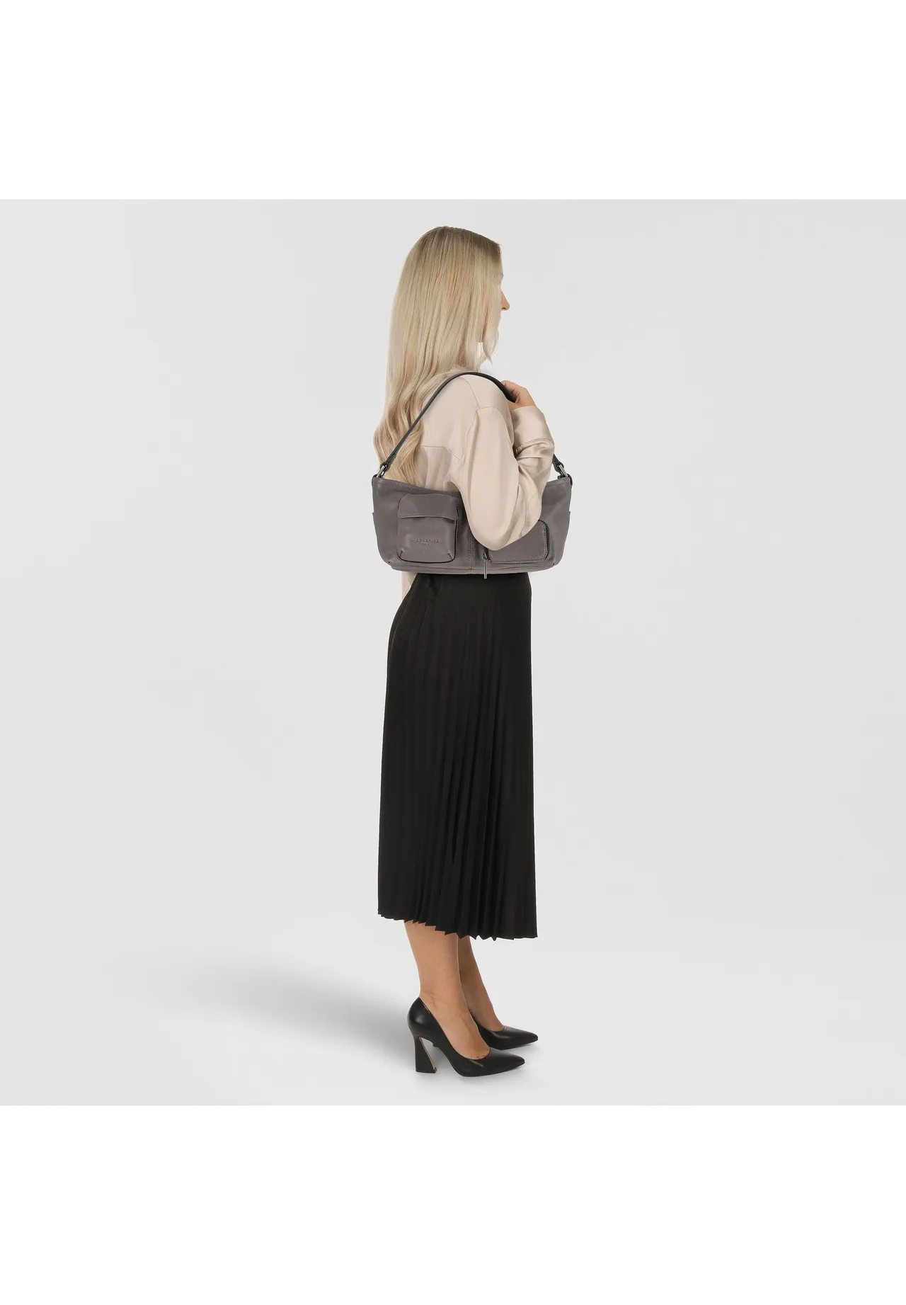 Leder-Schultertasche mit Utility-Taschen