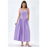 Midikleid mit Karree-Ausschnitt und Gürtel