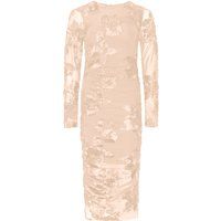 Langarm-Midikleid mit 3D-Blumenmuster