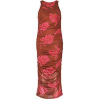 Gerafftes Midikleid mit Blumenmuster