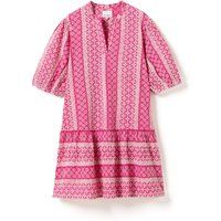 Besticktes Mini-Stufenkleid mit Puffärmeln