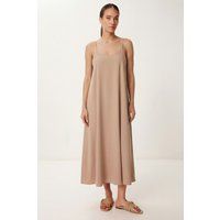 Fließendes Midikleid mit U-Ausschnitt
