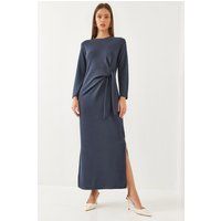 Elegantes Langarm-Maxikleid mit Knoten-Detail