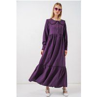 Stufen-Maxikleid mit Bubikragen