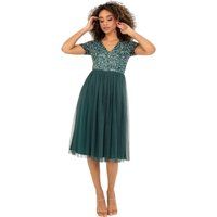 Pailletten-Midi-Kleid mit Tüllrock