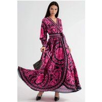 Maxikleid mit Ornament-Print und Wickeldetail