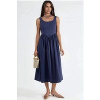 Midikleid mit Carré-Ausschnitt und Schleife