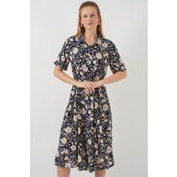 Midi-Hemdblusenkleid mit Blumenmuster