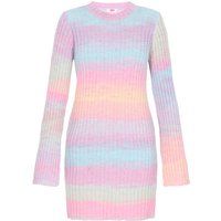 Geripptes Ombre-Strick-Minikleid