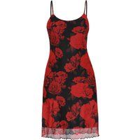 Mesh-Minikleid mit Blumenmuster und Rüschen