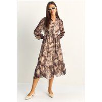 Paisley-Midikleid aus Chiffon mit V-Ausschnitt