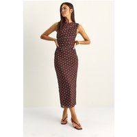 Midikleid mit Punkten und Raffung