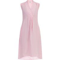 Plissiertes Leinen-Midikleid mit V-Ausschnitt