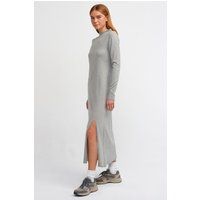 Geripptes Turtleneck-Midikleid