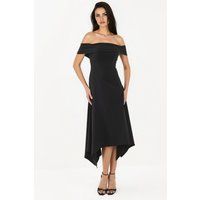 Schulterfreies High-Low Midikleid