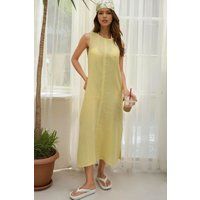 Strukturiertes Midi-Kleid aus Baumwoll-Musselin