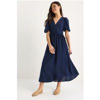 Strukturiertes Midi-Wickelkleid