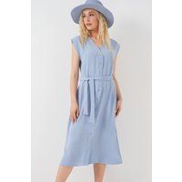 Strukturiertes Midi-Kleid mit Knopfleiste