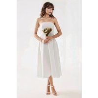 Trägerloses Midi-Kleid in A-Linie