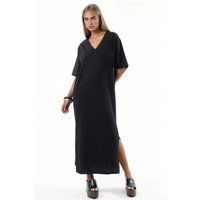Lockeres V-Ausschnitt Midikleid aus Baumwolle